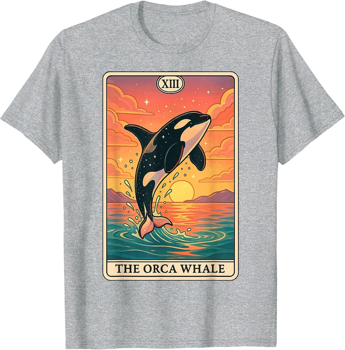 The Orca Whale Tarot Card T-Shirt - Heather Grey