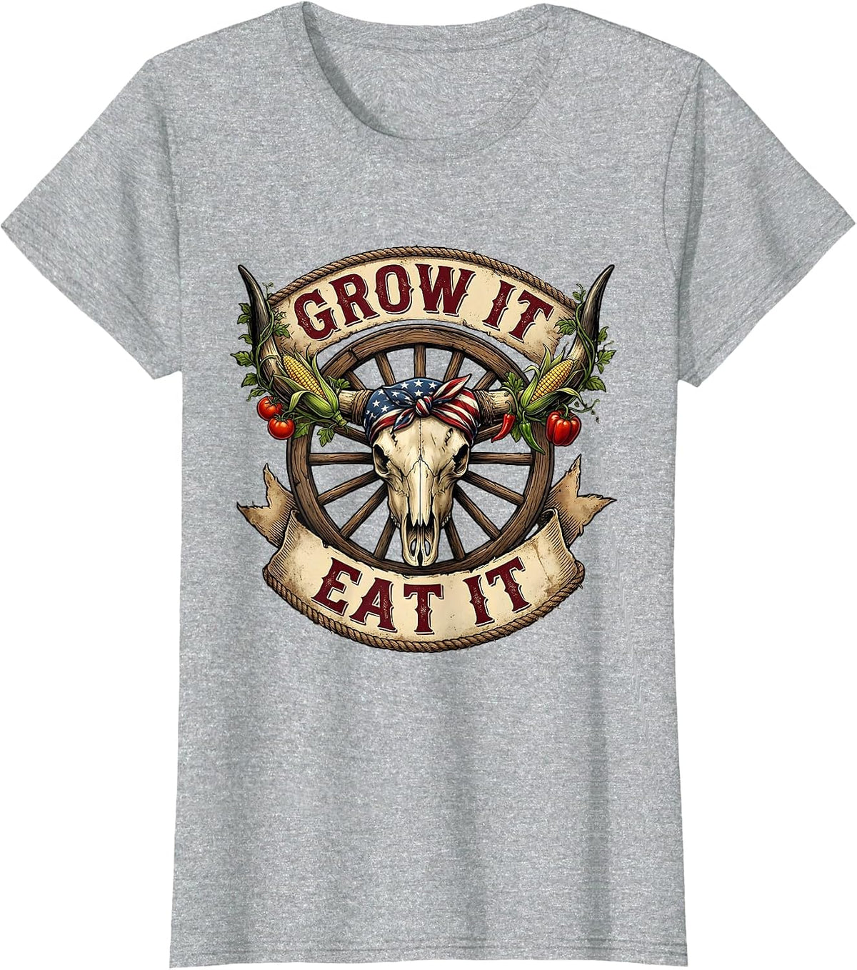 Grow It Eat It Healthy Living Garden Design T-Shirt - Heather Grey
