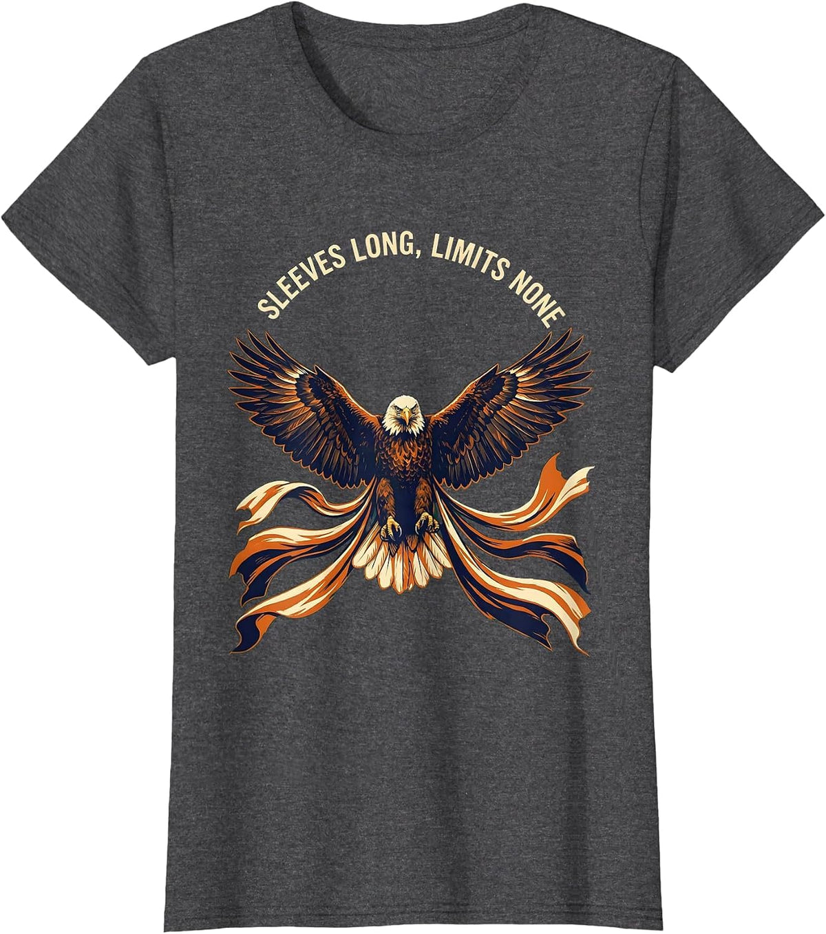 Women's Sleeves Long Limits None Freedom Graphic Design T-Shirt - Dark Heather Grey