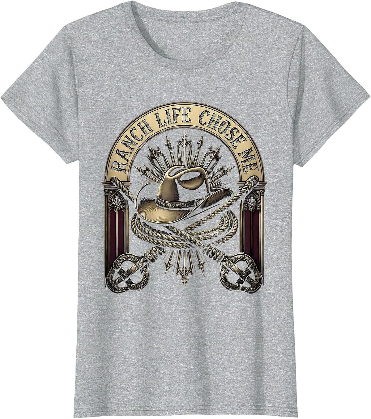 Ranch Life Chose Me Cowgirl Design T-Shirt - Heather Grey