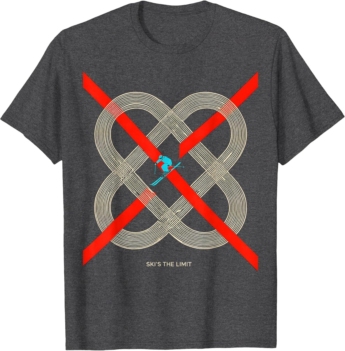 Ski's The Limit Funny Skiing Enthusiast Gift T-Shirt - Dark Heather Grey