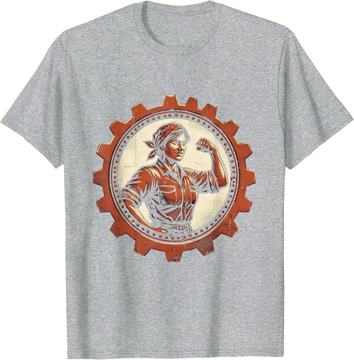 Men's Rosie the Riveter Factory Worker Silhouette T-Shirt - Heather Grey
