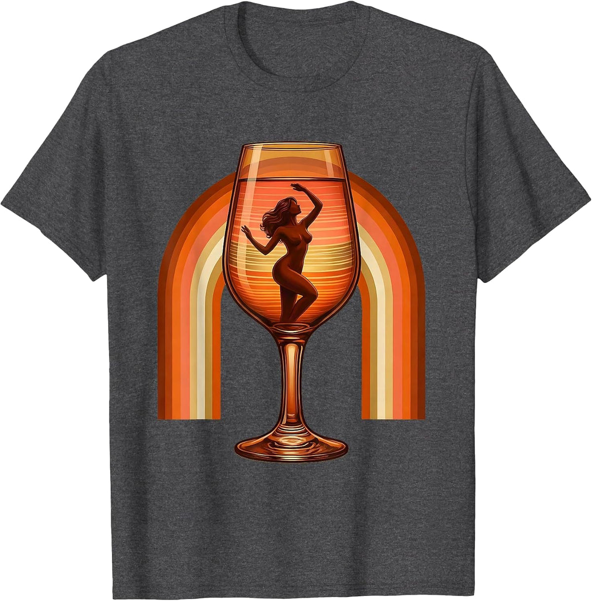 Men's Gigi Champagne Glass Silhouette Graphic Tee T-Shirt - Dark Heather Grey