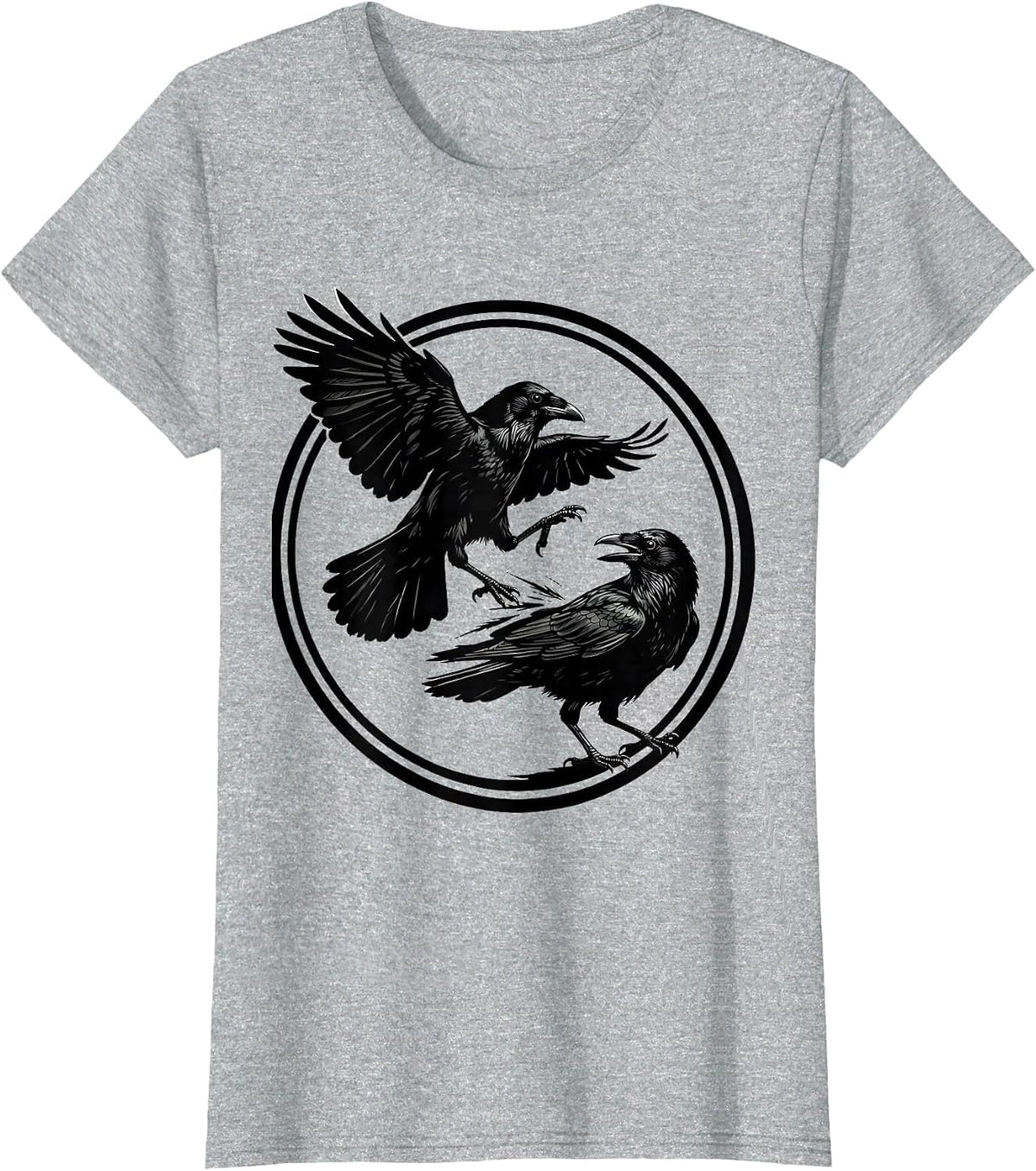 Fawk Off Crow Funny Bird Illustration T-Shirt - Heather Grey