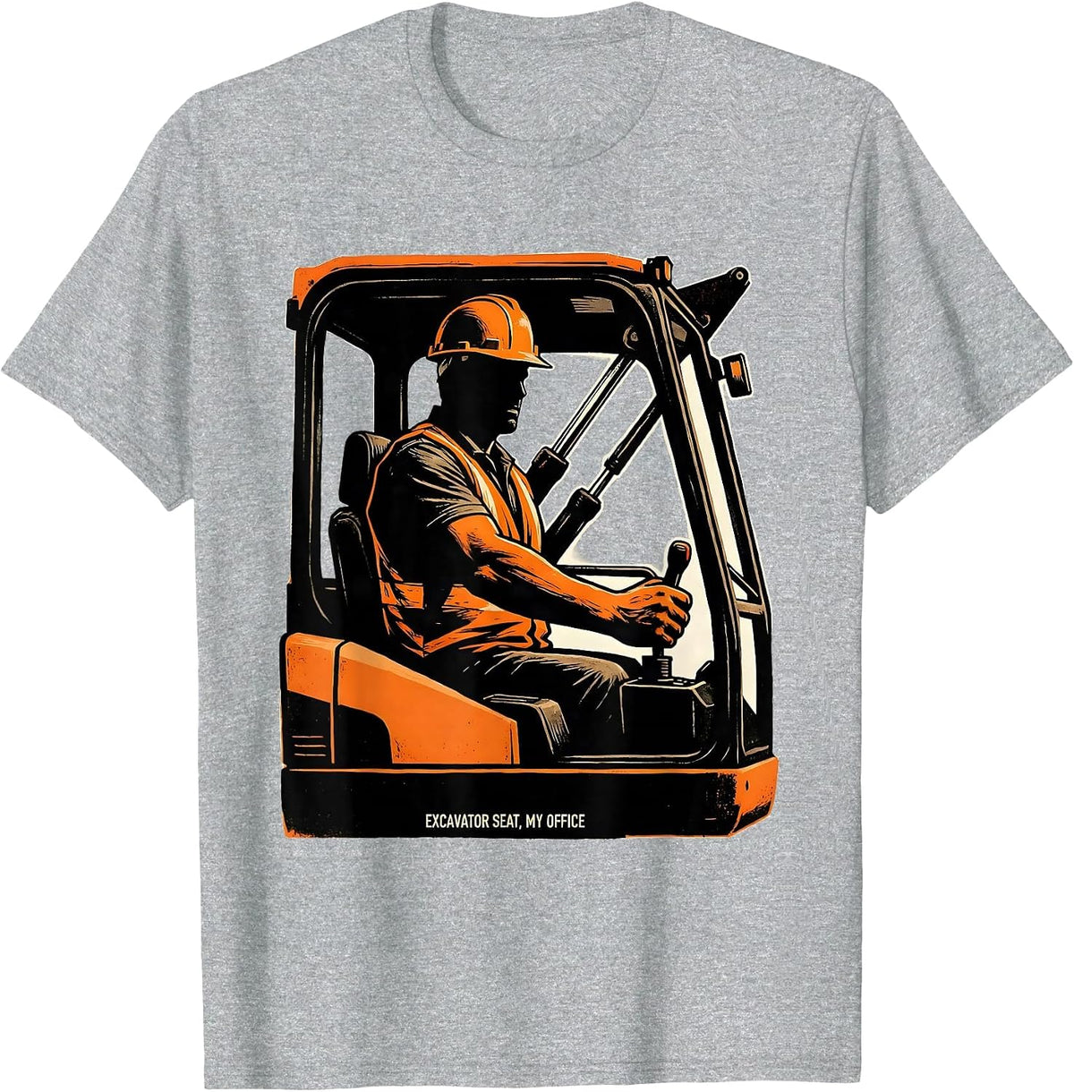 Men's Excavator Seat My Office Funny Construction Worker Heavy T-Shirt - Heather Grey