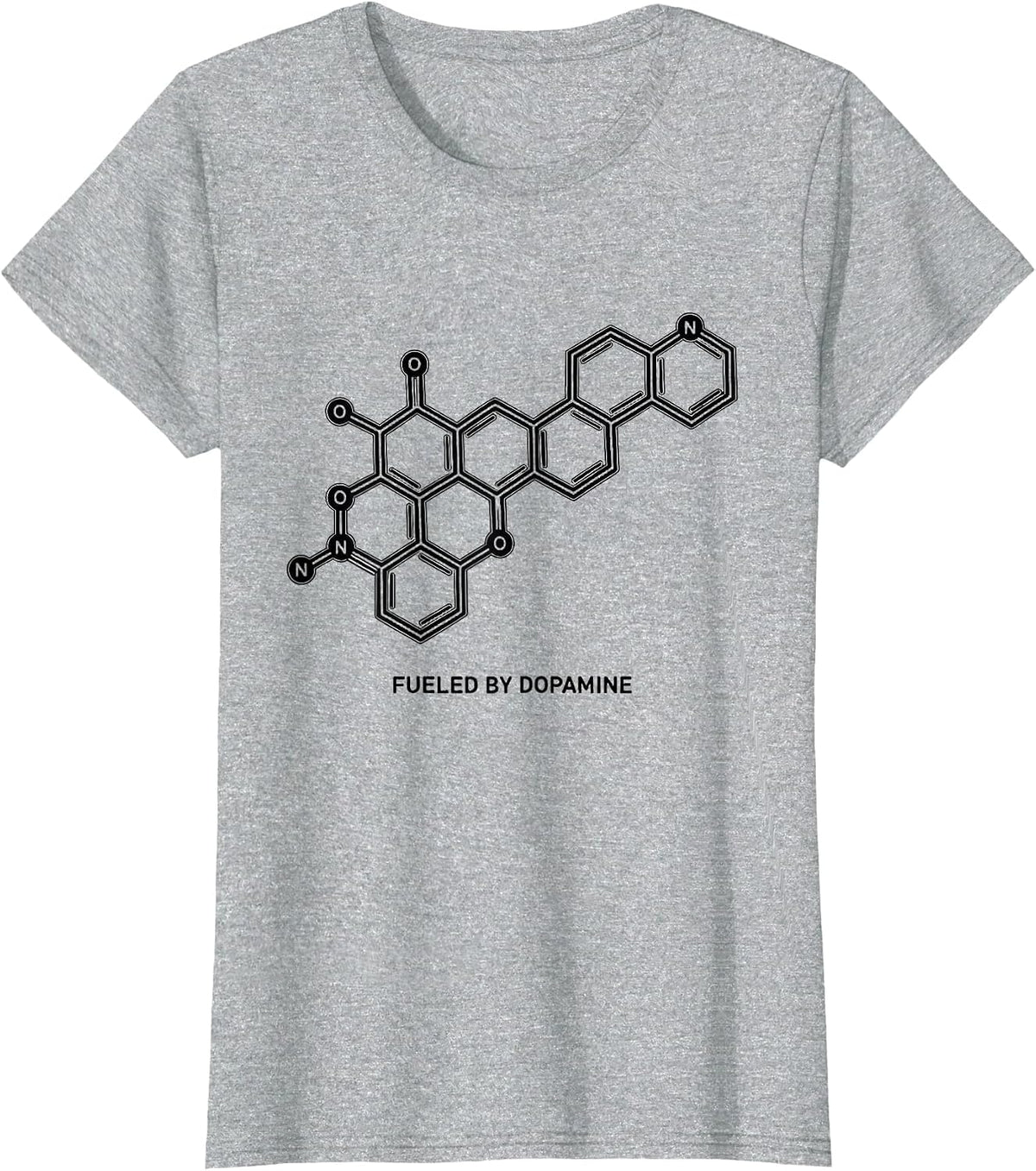 Women's Fueled By Dopamine Chemistry Molecule Science Humor T-Shirt - Heather Grey