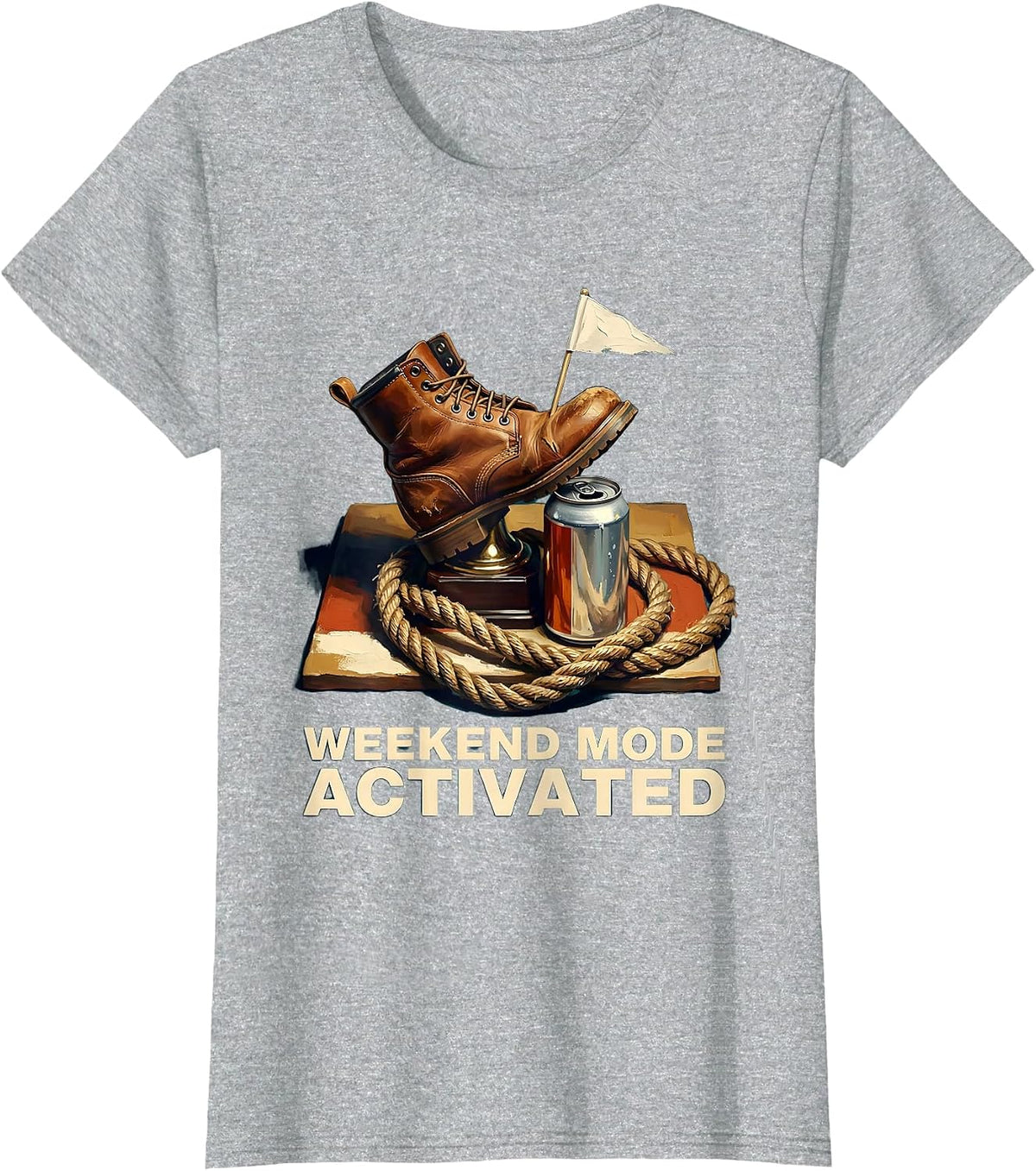 Weekend Mode Activated Labor Day Graphic T-Shirt, Women, Heather Grey, XX-Large - As Pictured