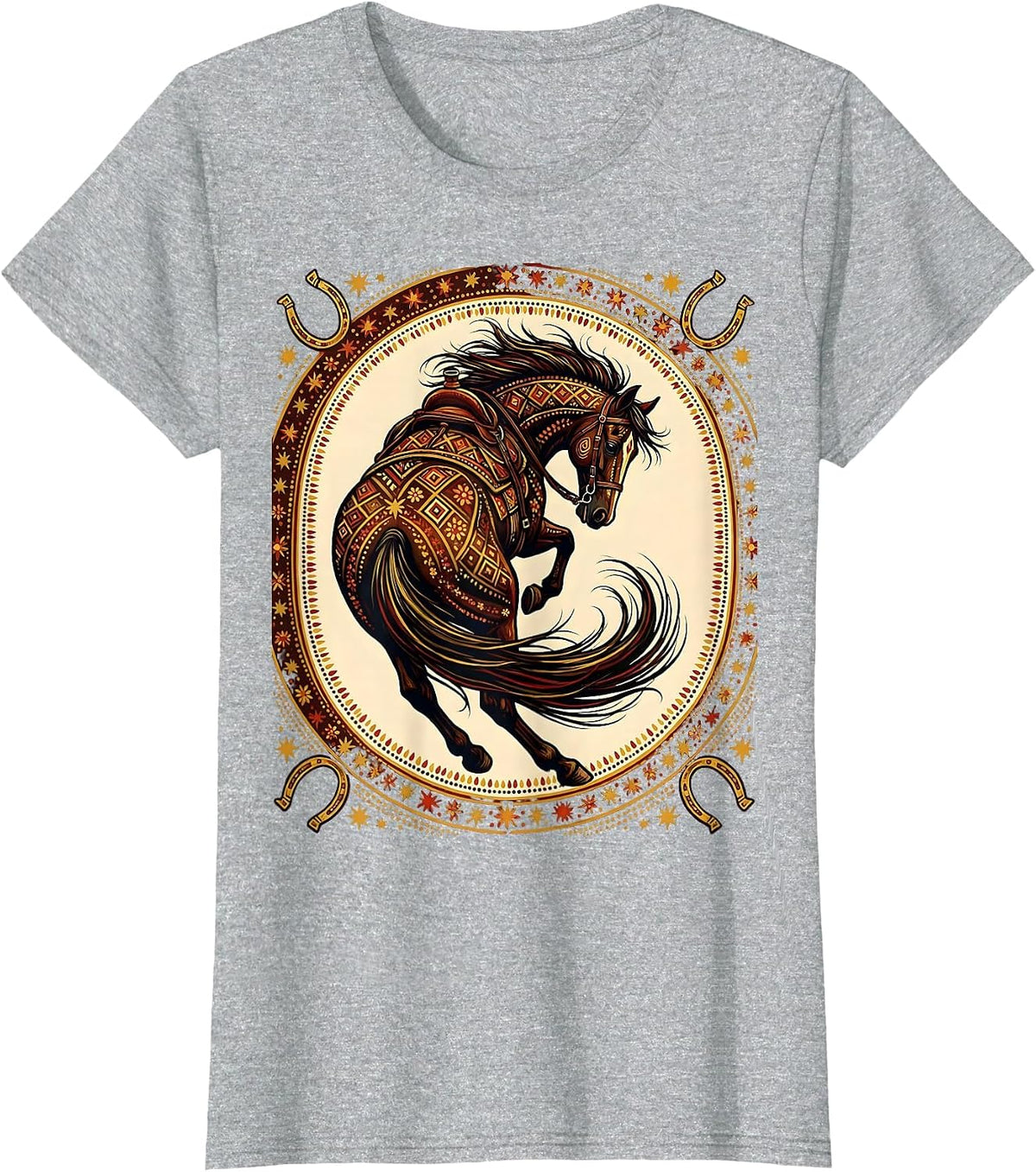 Barrel Racer Horse Leaning Hard Turn Rodeo T-Shirt - Heather Grey