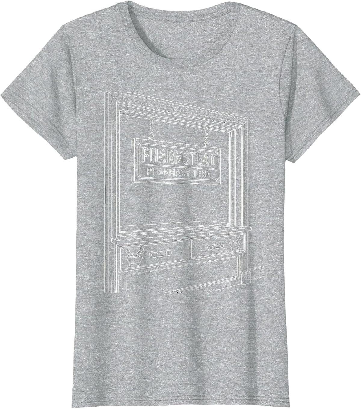 Pharmstead Pharmacy Tech Funny Pharmacist Crew Halloween T-Shirt - Heather Grey