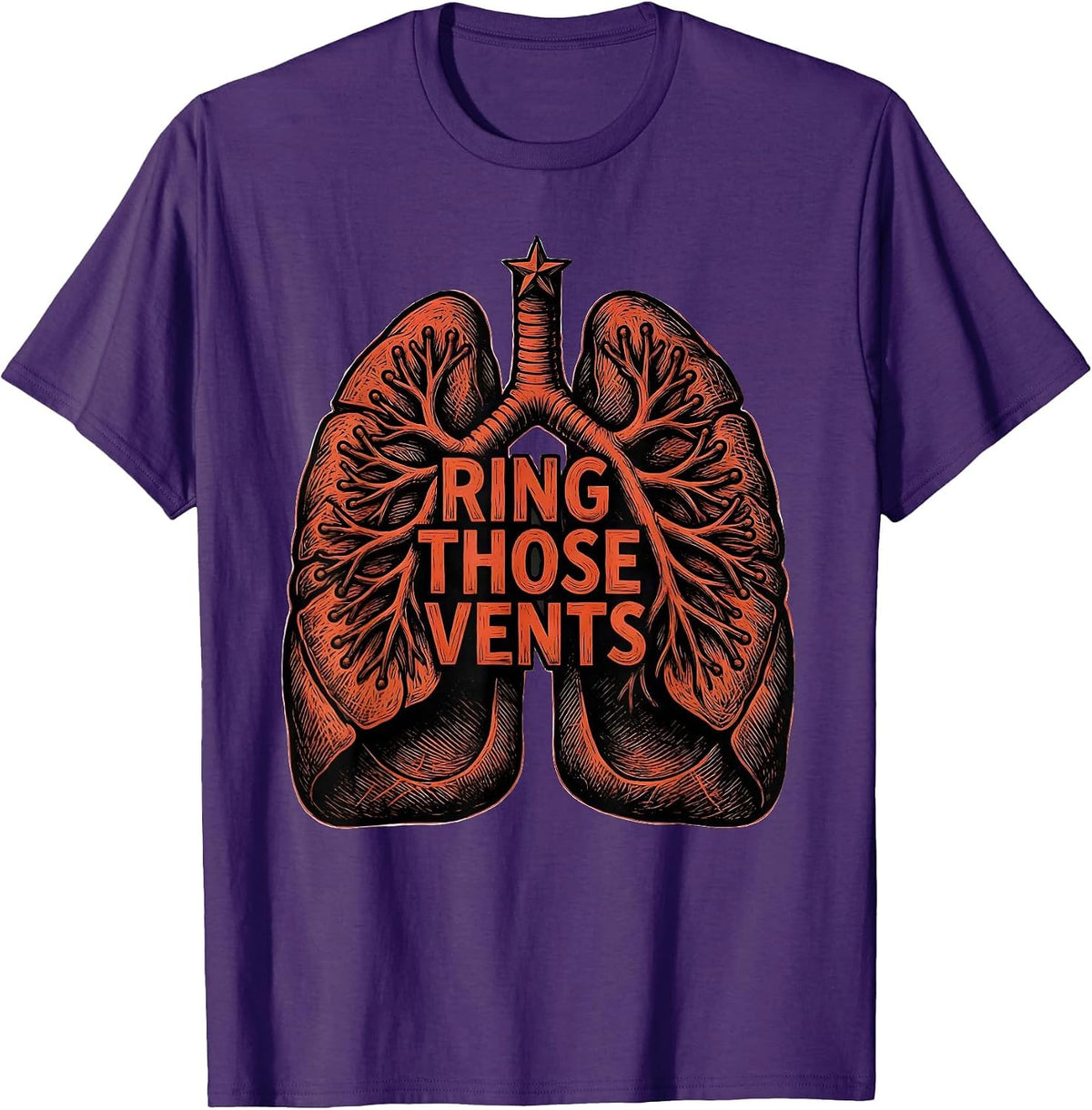 Ring Those Vents Woodcut Engraving Respiratory Therapist T-Shirt - Purple