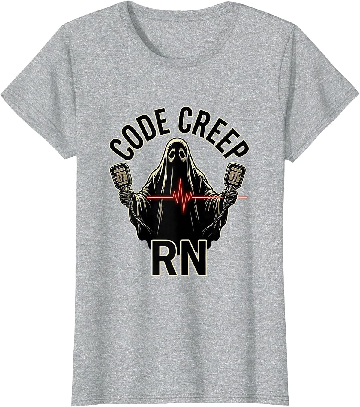 Women's Code Creep RN Funny Halloween Nurse Medical Humor T-Shirt - Heather Grey