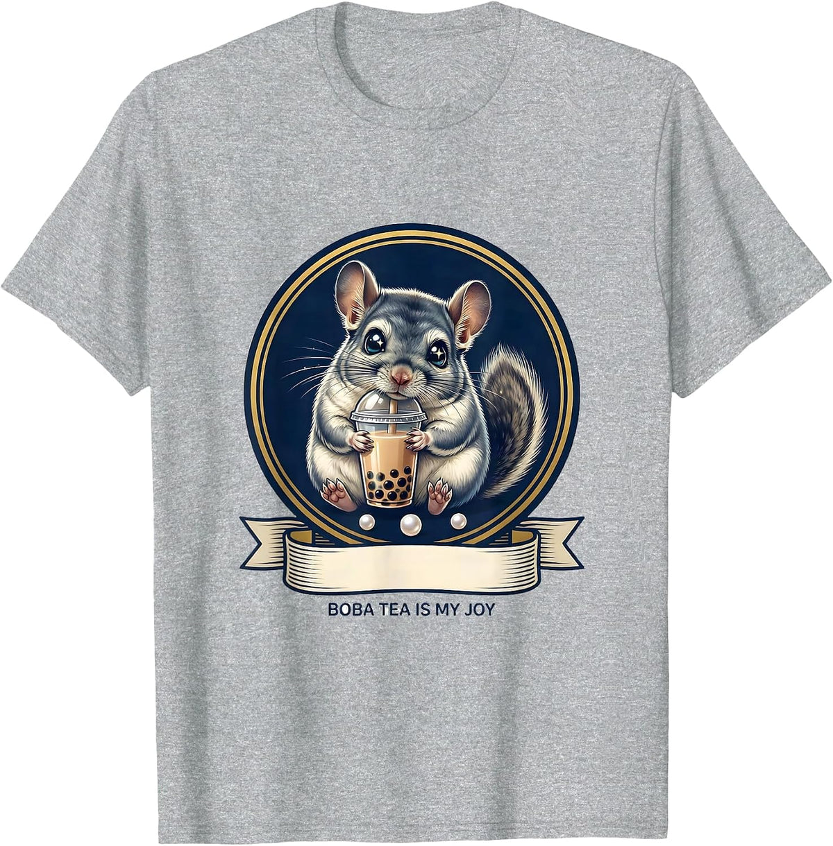 Men's Boba Tea Is My Joy Cute Kawaii Chinchilla Animal Lover Gift T-Shirt - Heather Grey