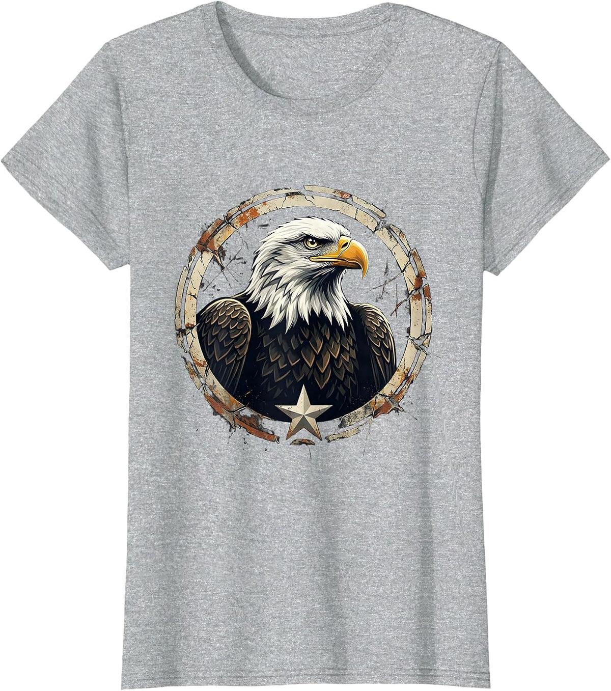Bald Eagle Distressed Eagle Fan Family Pride T-Shirt - Heather Grey