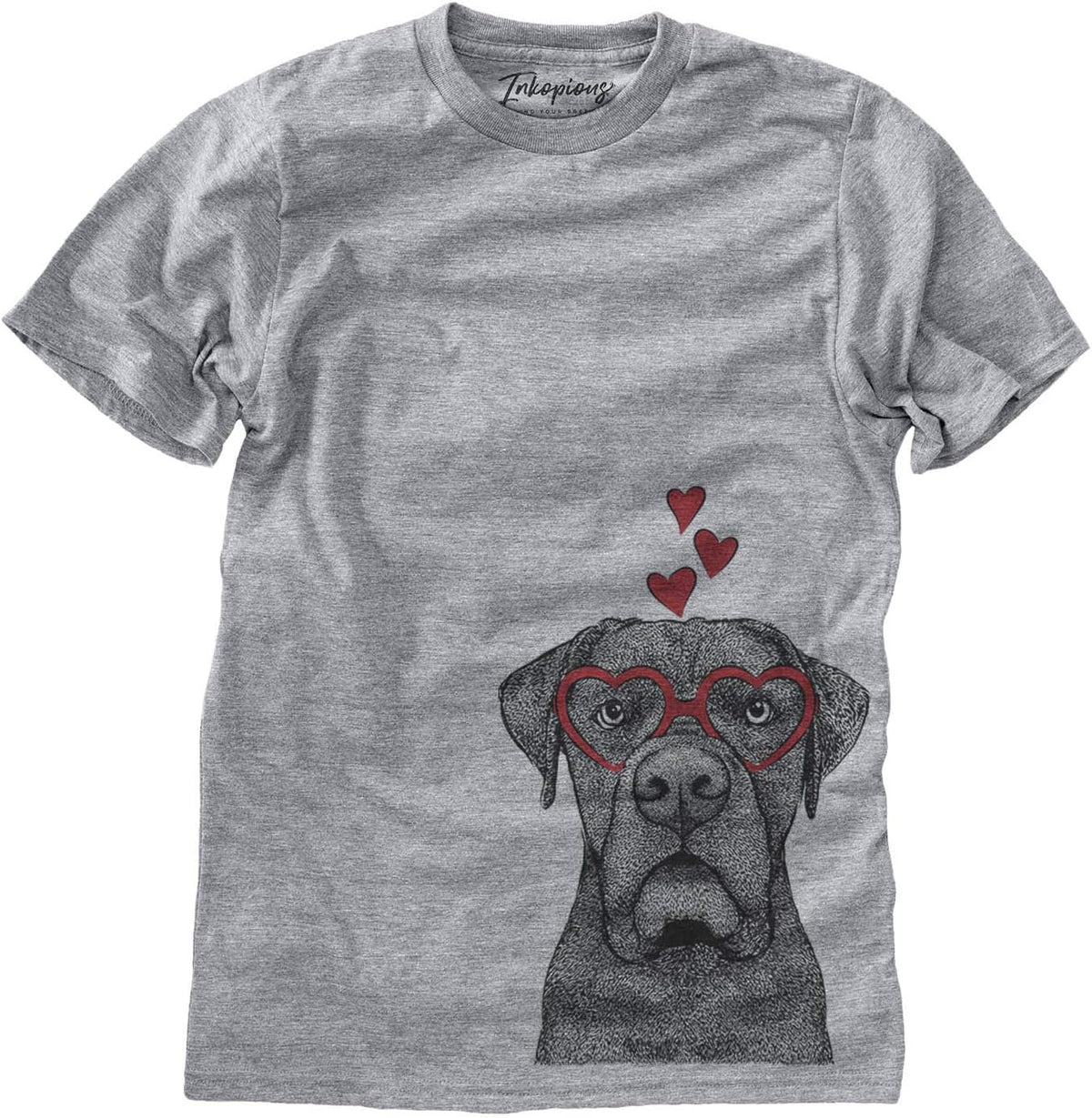 Inkopious Valentine Rocco the Cane Corso Dog Triblend T-Shirt - Unisex Grey Crew Neck