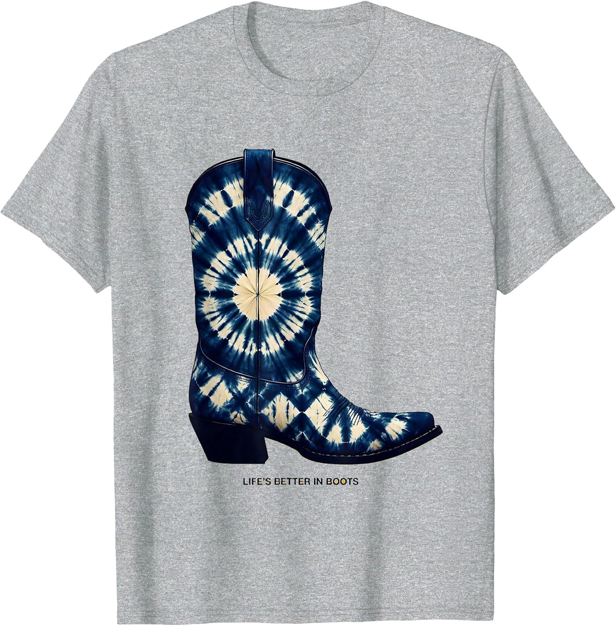 Men's Life's Better In Boots Cowboy Design T-Shirt - Heather Grey