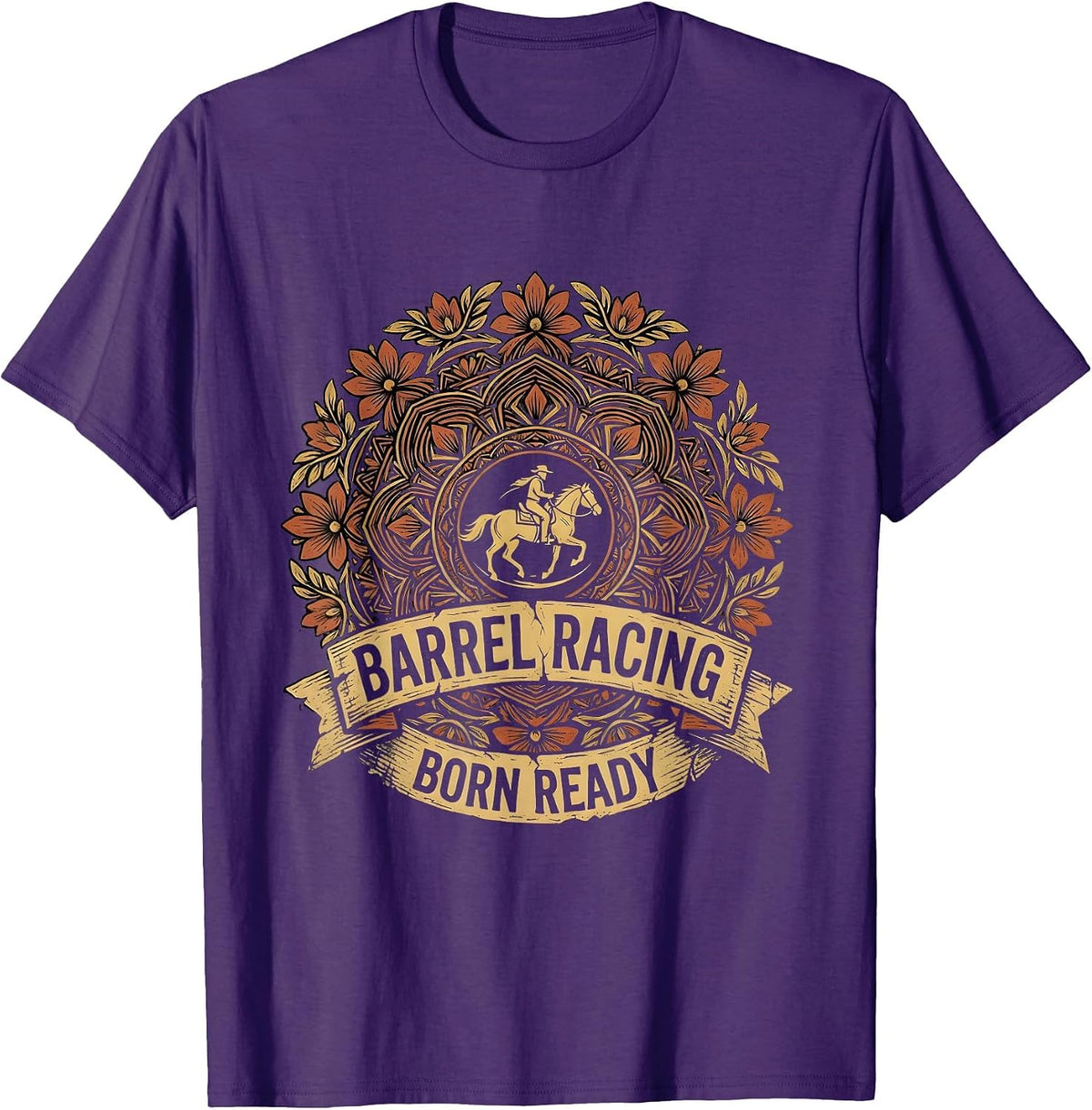 Barrel Racing Born Ready Rodeo Design T-Shirt - Purple