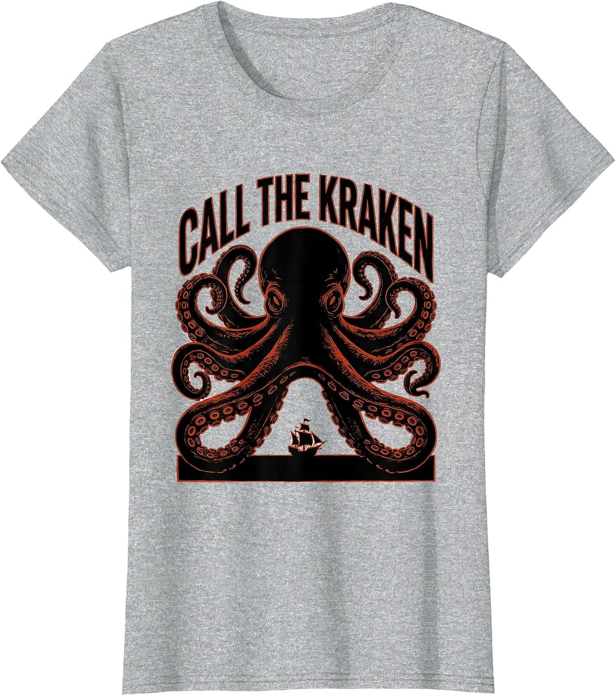 Call The Kraken Vintage Octopus Sea Monster Lover Graphic T-Shirt - Heather Grey