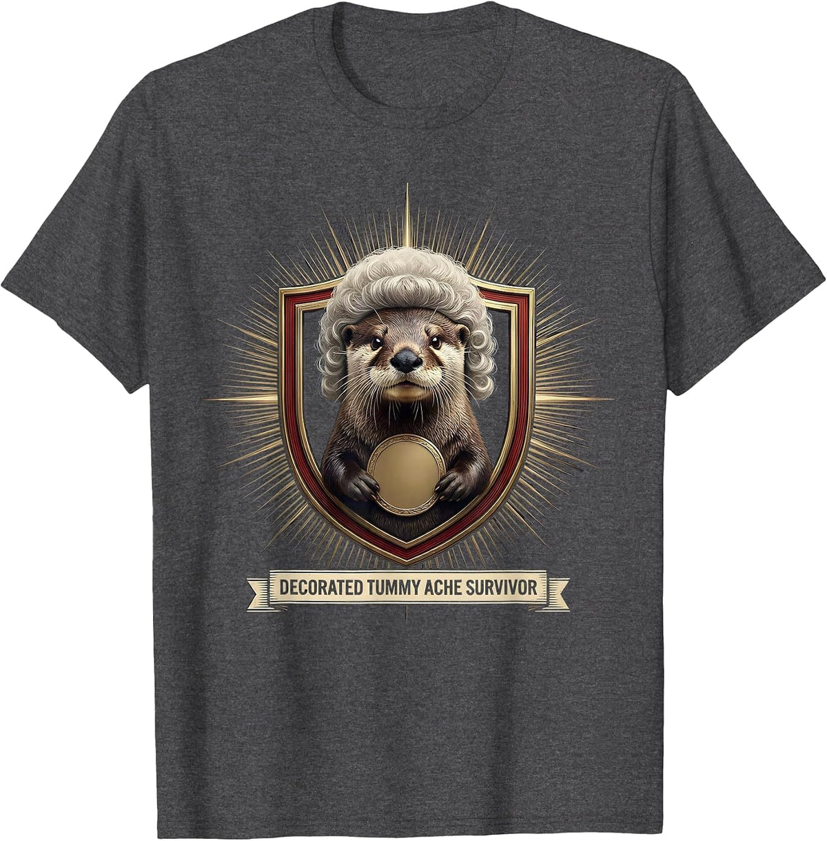 Decorated Tummy Ache Survivor Funny Animal Meme Humor T-Shirt - Dark Heather Grey