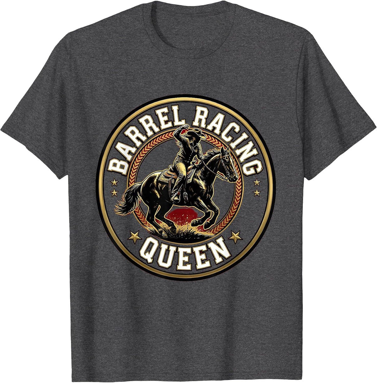 Barrel Racing Queen Cowgirl Design For Women T-Shirt - Dark Heather Grey