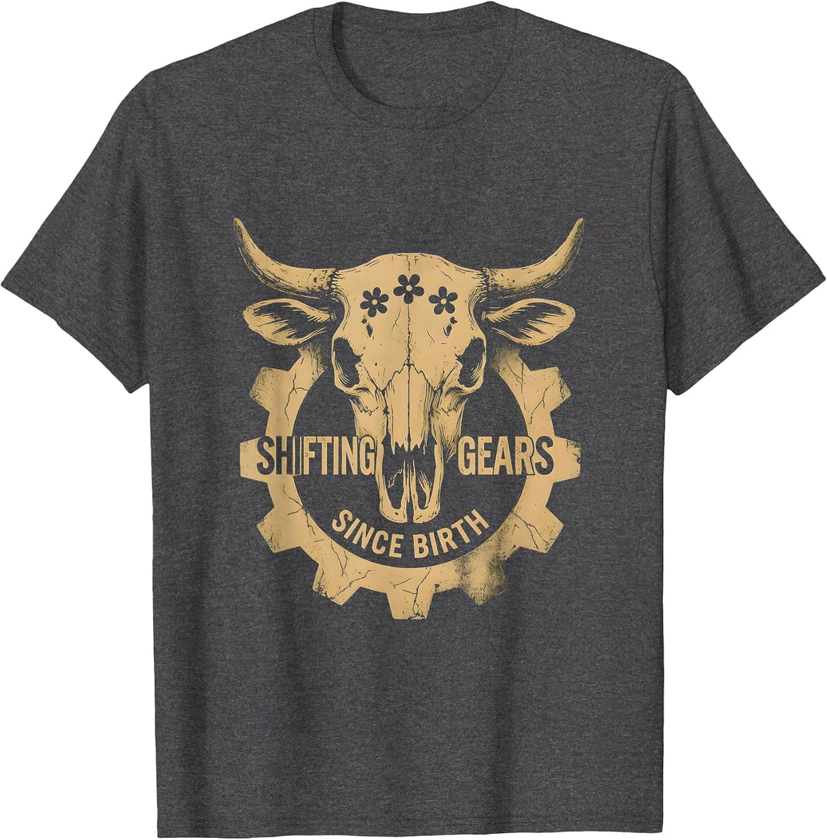 Men's Shifting Gears Since Birth Mechanic Design T-Shirt - Dark Heather Grey