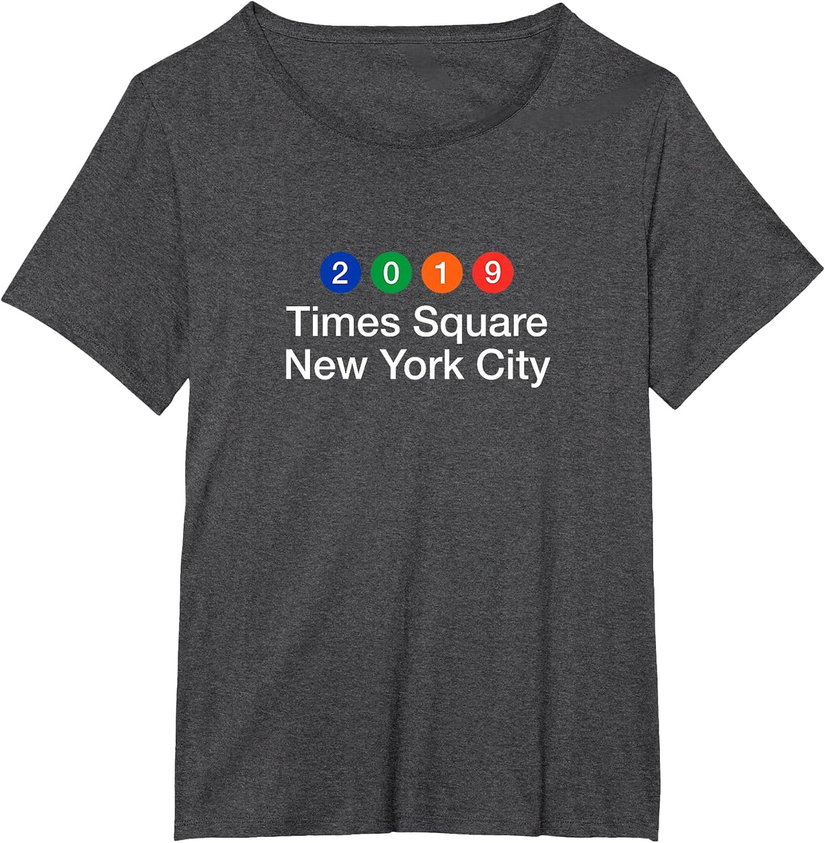 NYC 2019 New York City Subway Style T-Shirt Times Square T-Shirt - Dark Heather Grey