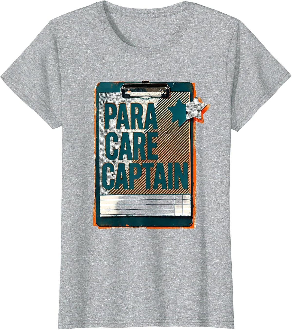 Women's Para Care Captain Risograph Paraprofessional Teacher's Aide T-Shirt - Heather Grey