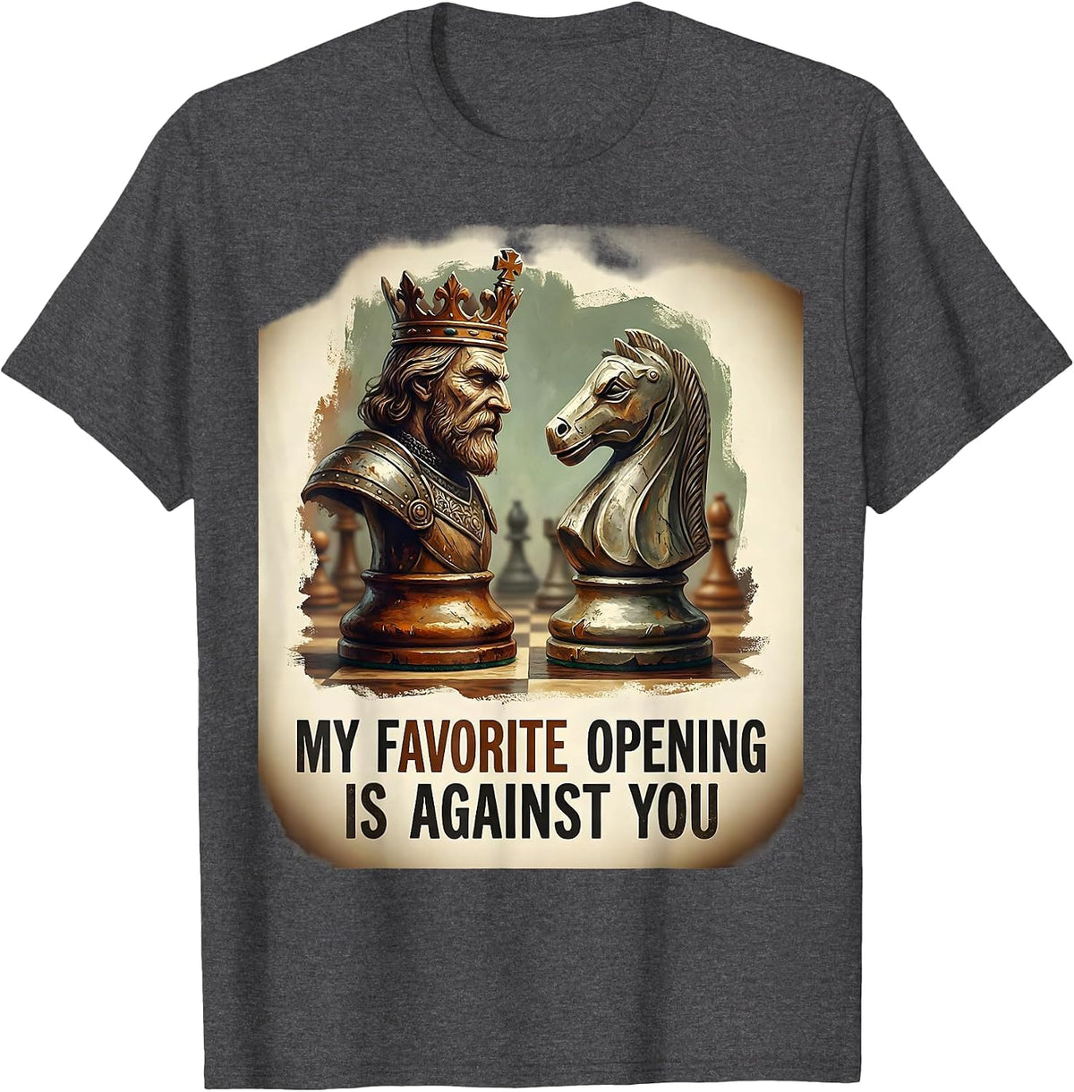 My Favorite Opening Is Against You Funny Vintage Chess Gift T-Shirt - Dark Heather Grey