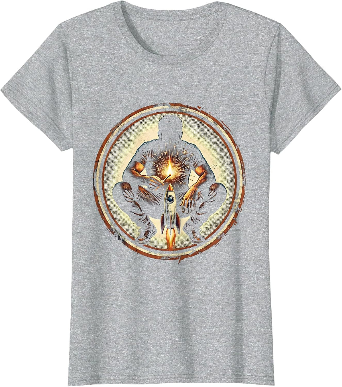 Stupid Fireworks Guy Funny Daredevil Illustration T-Shirt - Heather Grey