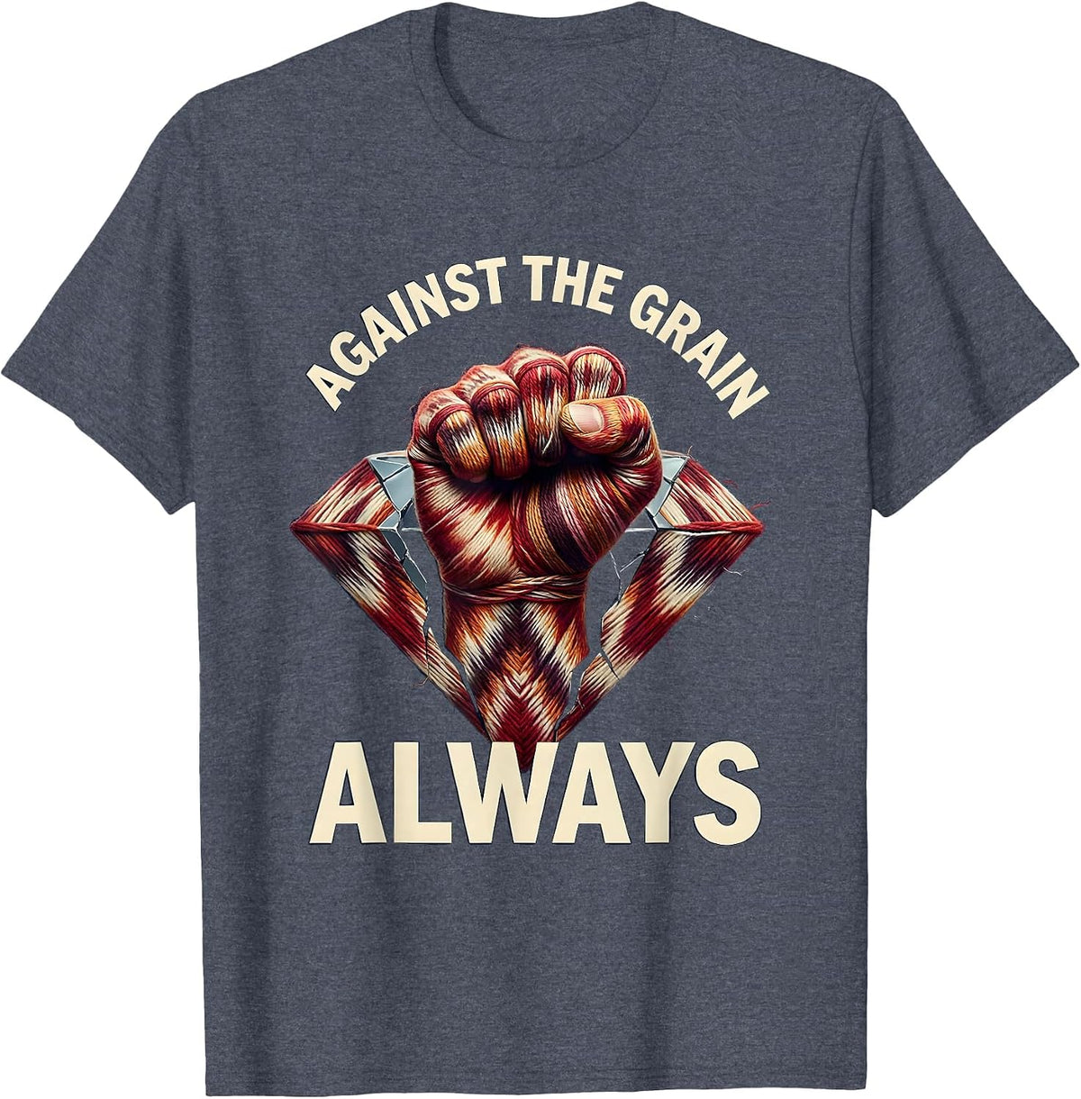 Against the Grain Always Punk Rebel Design T-Shirt - Heather Blue