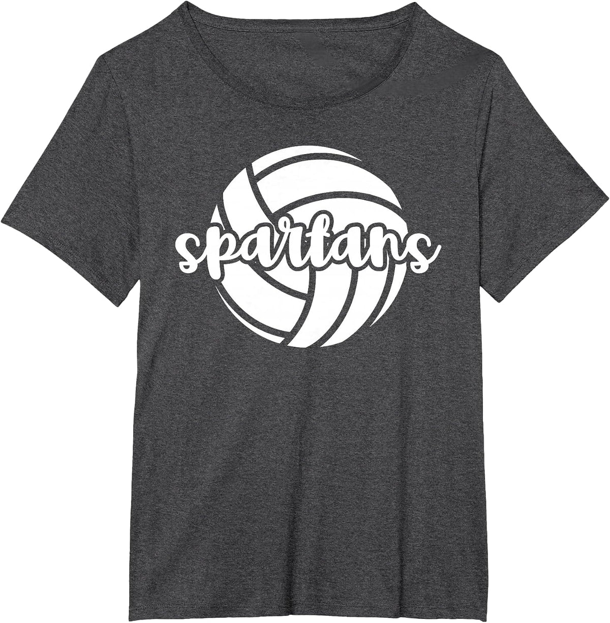 Spartans Volleyball Team Mascot School Spirit Game Night T-Shirt - Dark Heather Grey