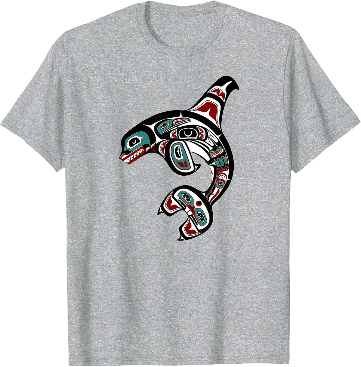Orca Killer Whale Pacific Northwest Alaska Native American T-Shirt - Heather Grey