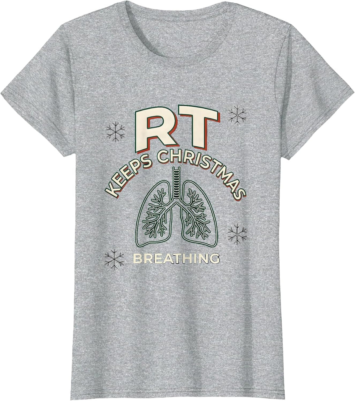 RT Keeps Christmas Breathing Funny Respiratory Therapist T-Shirt - Heather Grey
