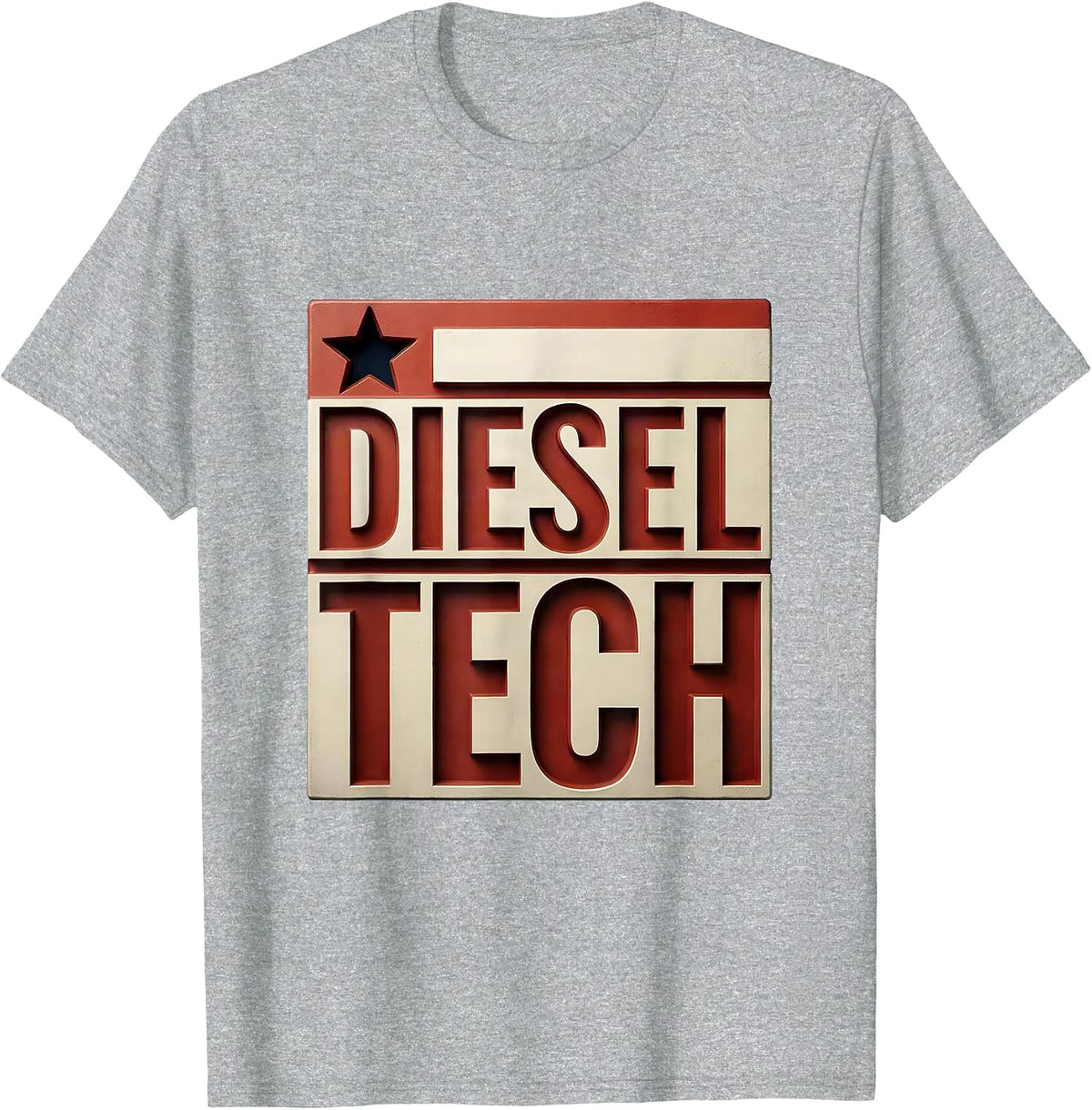 Men's Diesel Tech Patriotic Mechanic Oilfield Worker American Flag T-Shirt - Heather Grey