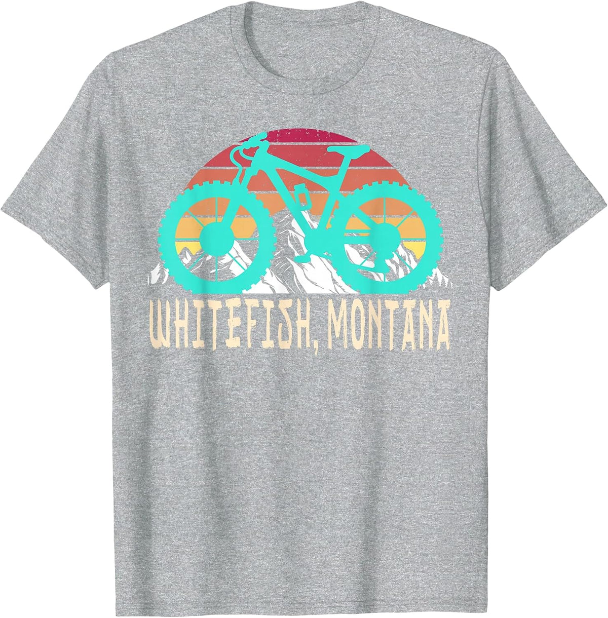 Whitefish Montana Mountain Bike Trip Vacation Souvenirs T-Shirt - Heather Grey