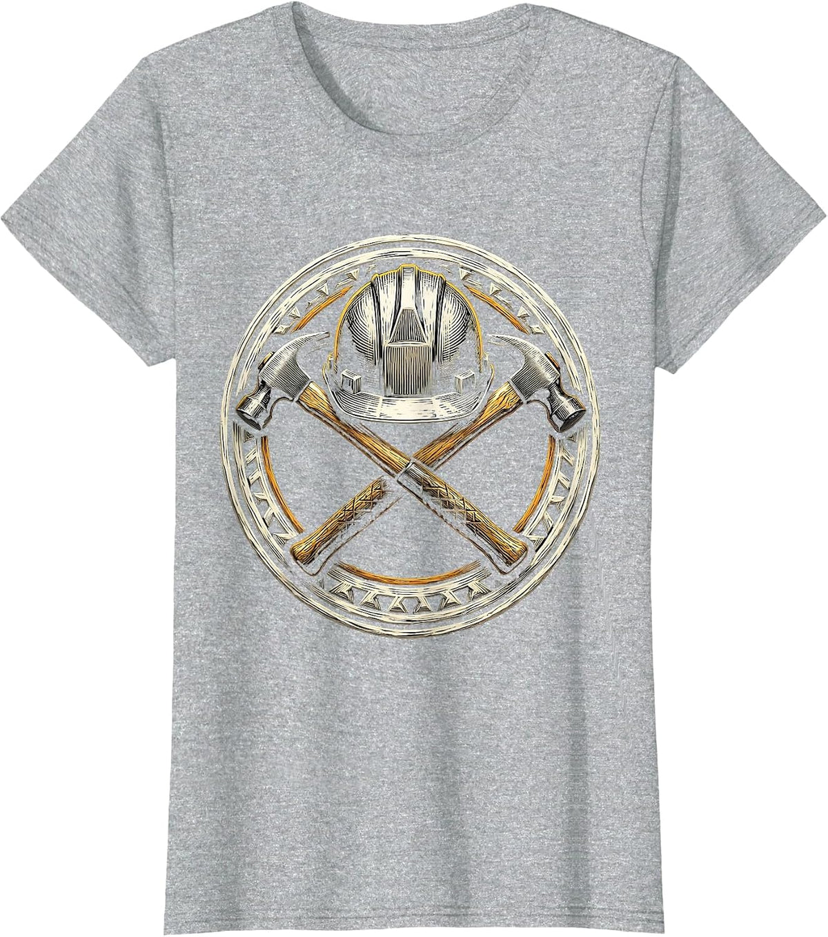 Women's Hardhat Crossed Sledgehammers Construction Graphic T-Shirt - Heather Grey