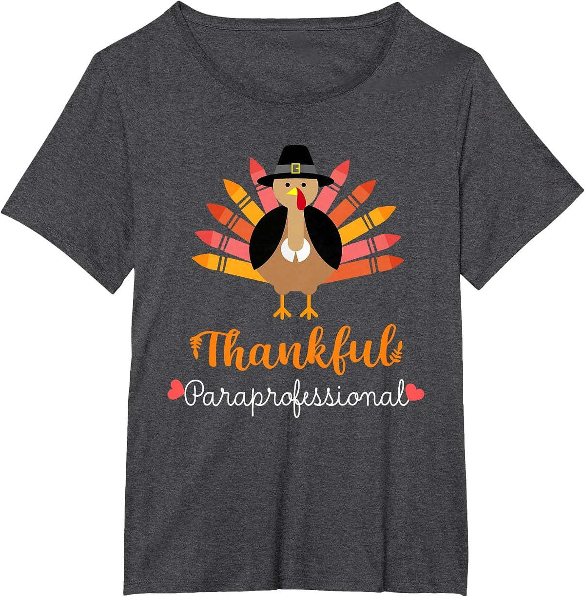 One Thankful Paraprofessional para Thanksgiving Cute Turkey T-Shirt - Dark Heather Grey