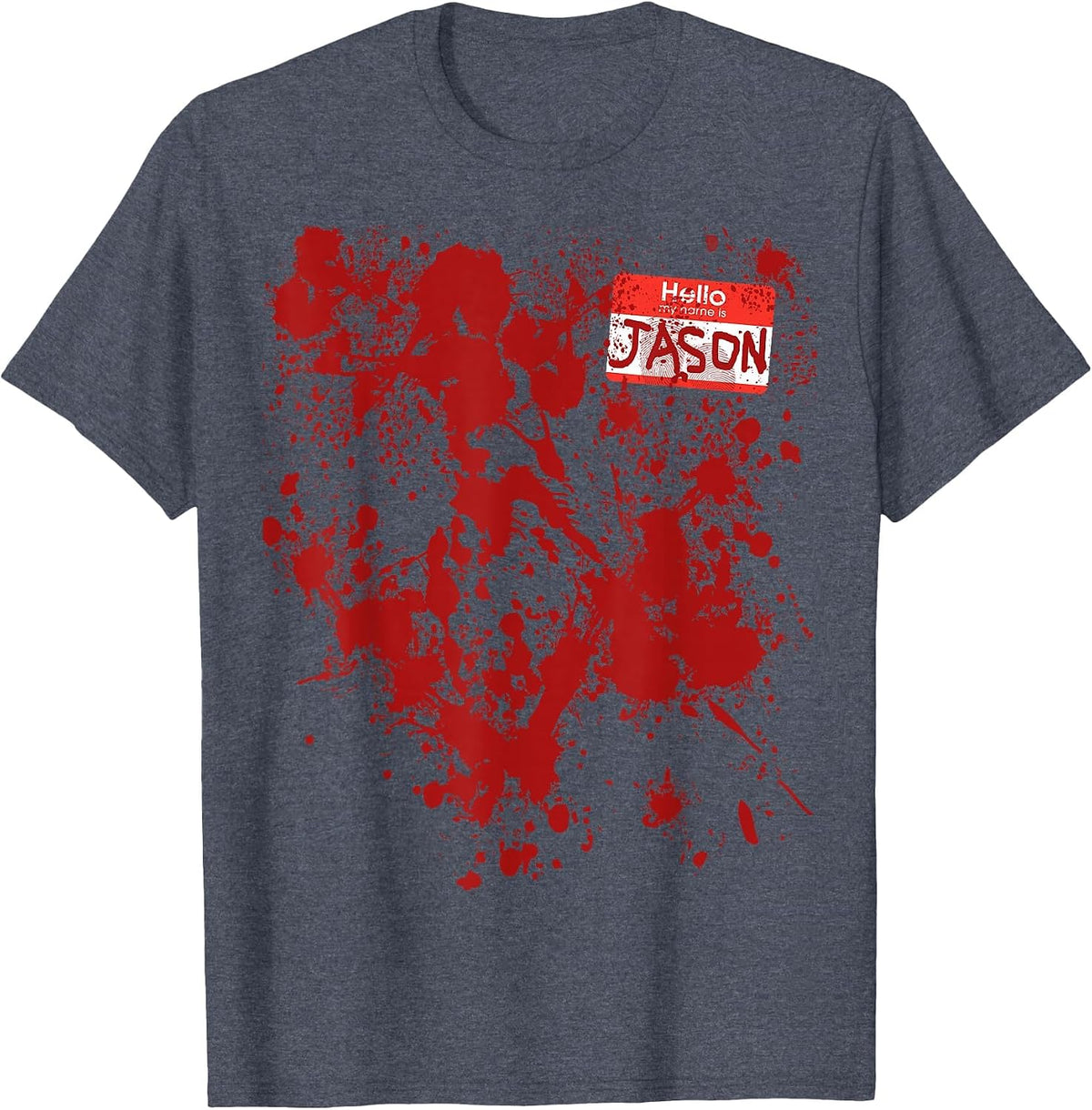 Hello My Name is Jason Bloody Funny Halloween Costume T-Shirt - Heather Blue