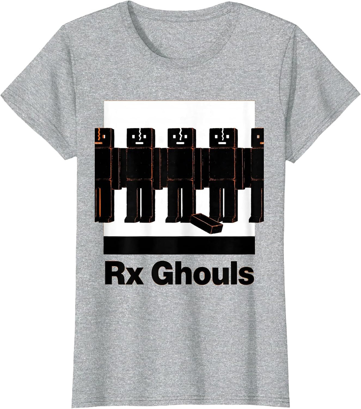 Rx Ghouls Brutalist Pharmacy Halloween Pharmacist Crew T-Shirt - Heather Grey