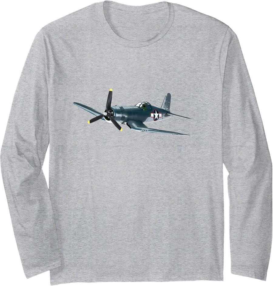 F4U Corsair Long Sleeve T-Shirt - Adult Unisex Heather Grey