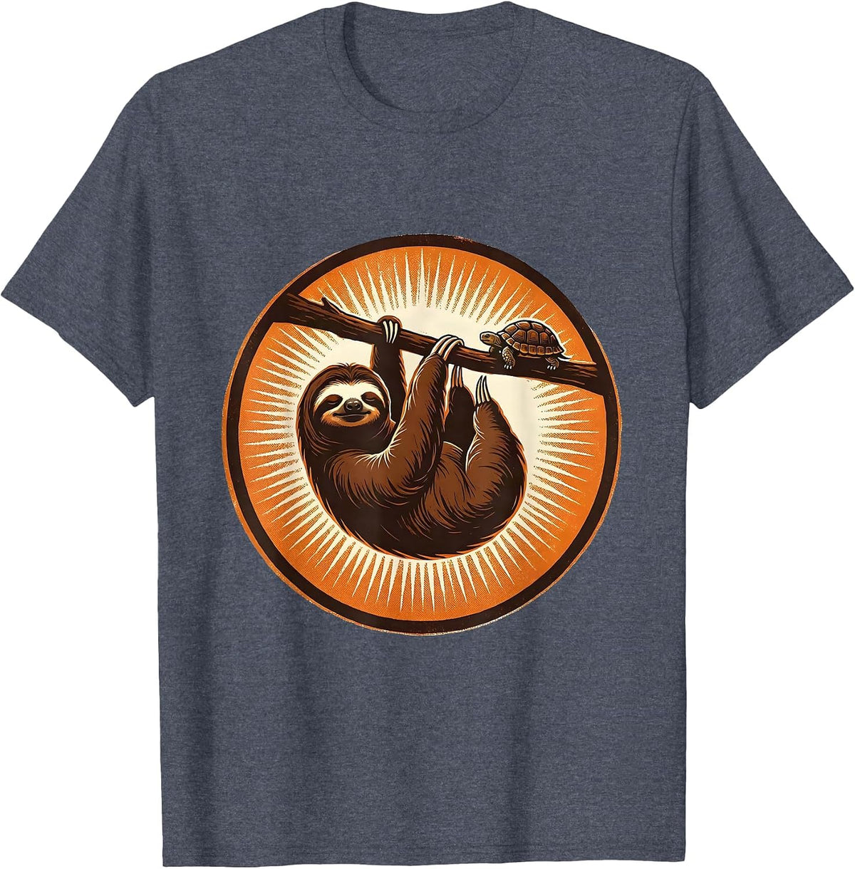 Sealed Sloth Badge Funny Lazy Humor Novelty Gift T-Shirt - Heather Blue