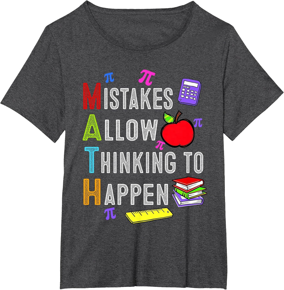 Mistakes Allow Thinking to Happen Math Day Back to School T-Shirt - Dark Heather Grey