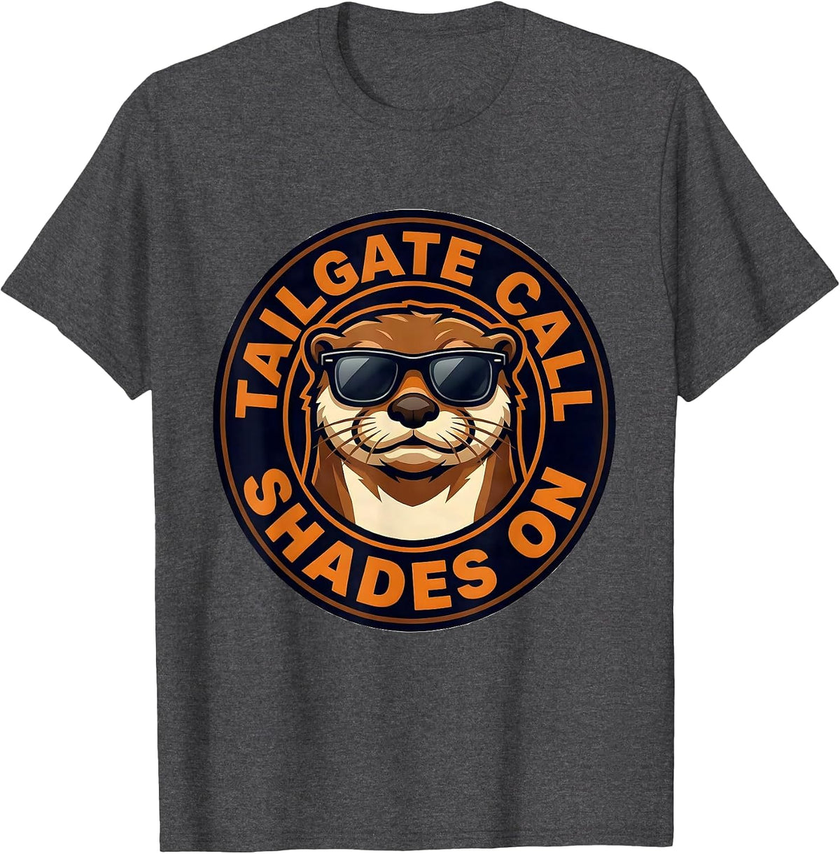 Men's TAILGATE CALL SHADES ON Mascot Logo College Fan Gear T-Shirt - Dark Heather Grey