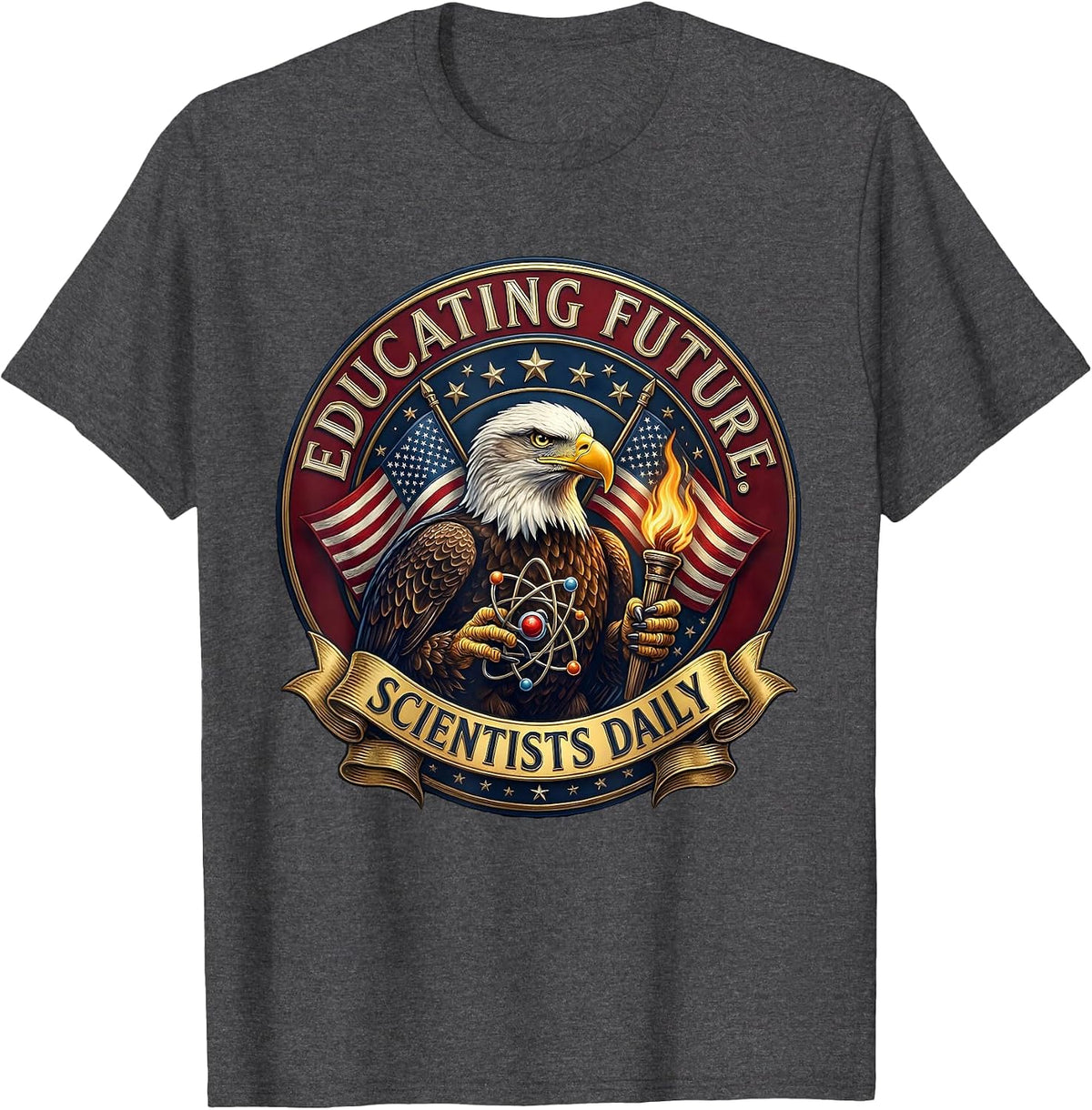 Educating Future Scientists Daily Science Teacher T-Shirt - Dark Heather Grey