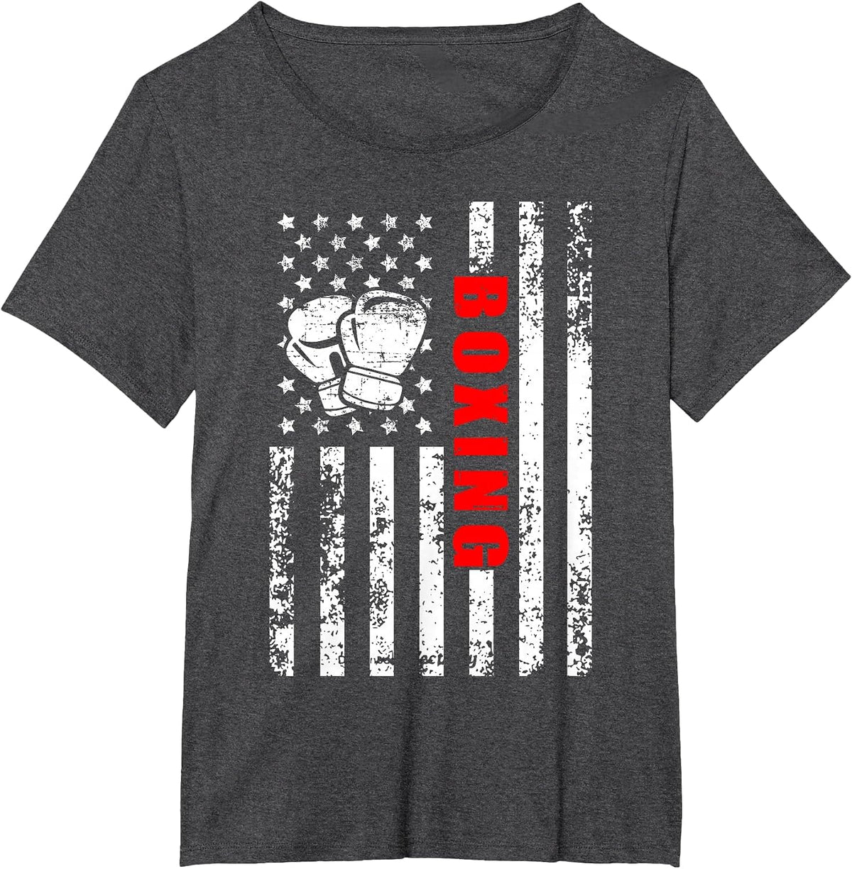 American Flag Boxing Patriotic Boxing T-Shirt - Dark Heather Grey