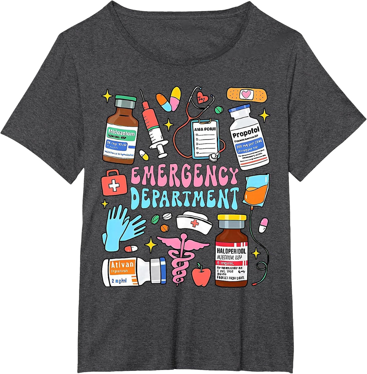 Retro Emergency Department Emergency Room ER ED Nurse Tech T-Shirt - Dark Heather Grey