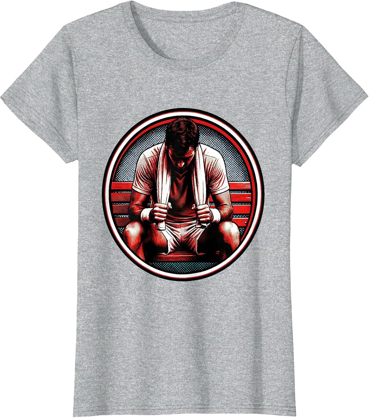 Tennis Player Toweling Off Courtside Graphic T-Shirt - Heather Grey