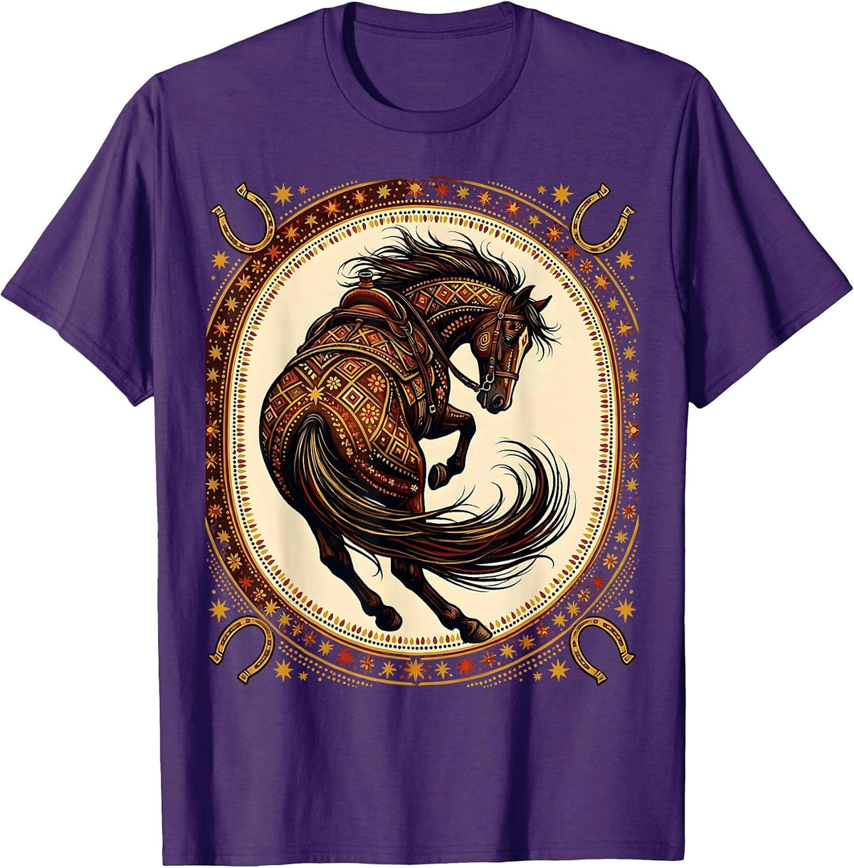 Barrel Racer Horse Leaning Hard Turn Rodeo T-Shirt - Purple
