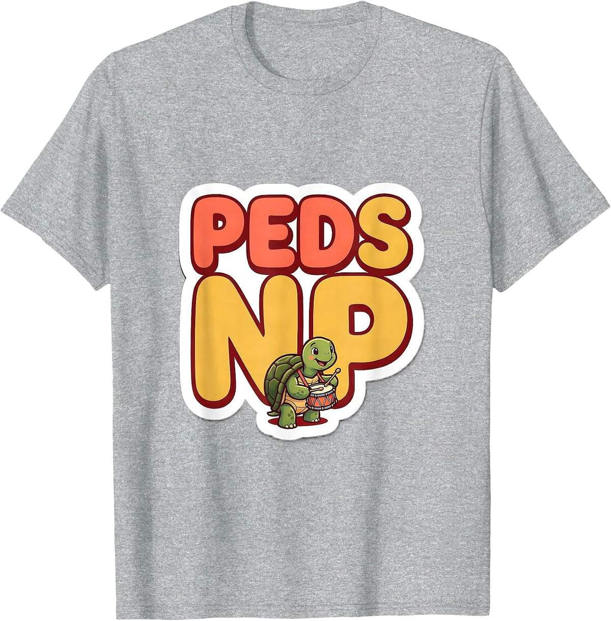 Men's PEDS NP Cute Turtle Pediatric NICU Nurse Practitioner T-Shirt - Heather Grey
