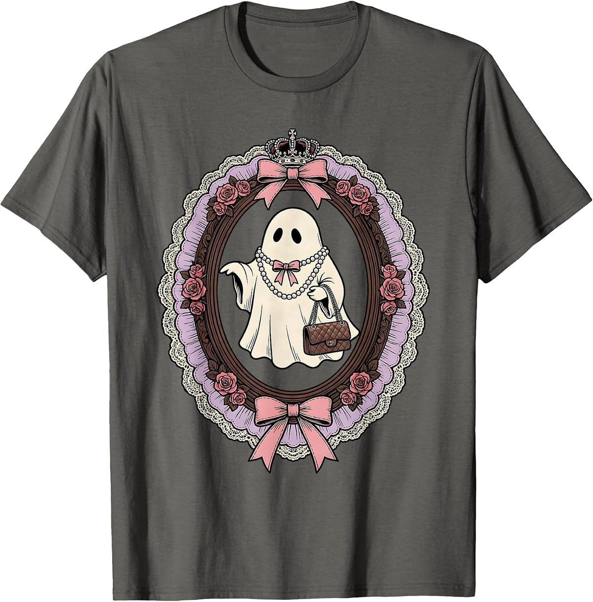Men's Boo-Jee Ghost Pearls and Designer Handbag T-Shirt - Asphalt Grey