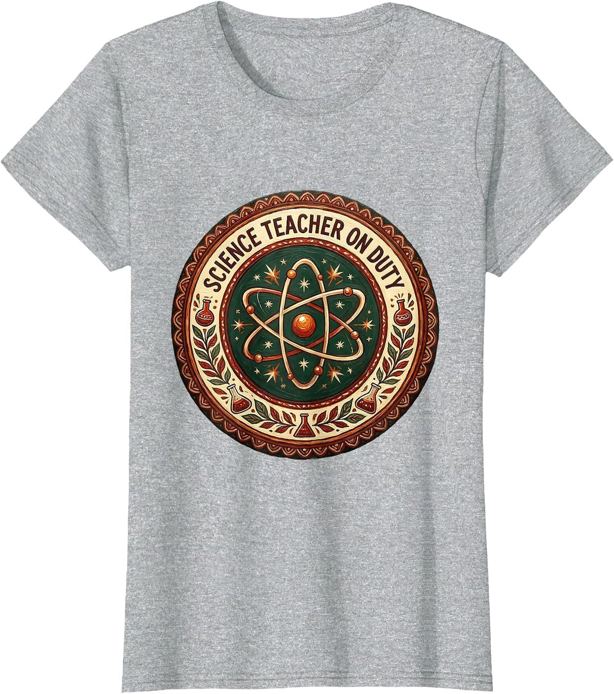 Science Teacher On Duty Educator Design T-Shirt - Heather Grey